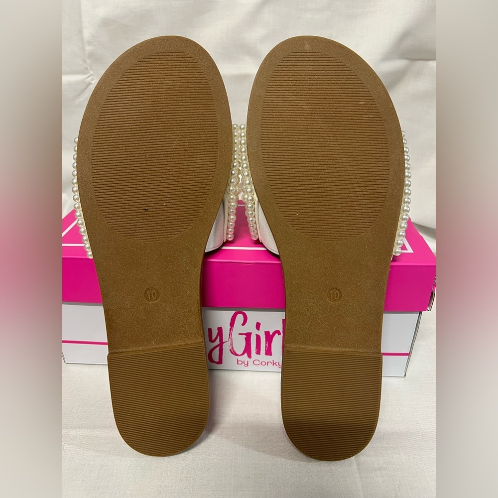 Hey Girl Pearl and Rhinestone Flat Sandals size 10 - Picture 5 of 8